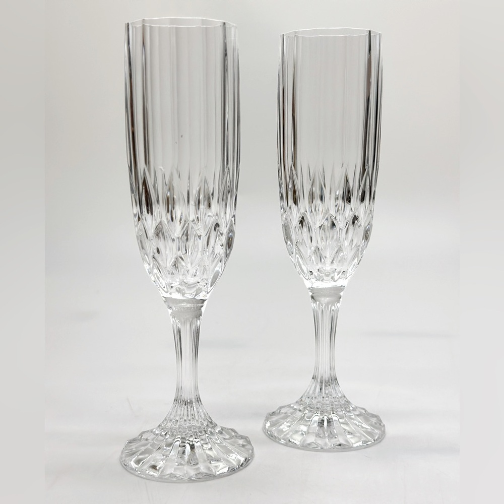 French Fluted Crystal Bretagne Champagne‎ Flutes-Set of 2